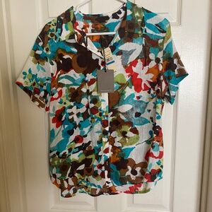 Tommy Bahama Multi-Colored Linen Blouse Size XL